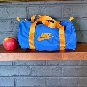 Vintage 1980s Nike Bright Blue and Orange Gym Bag